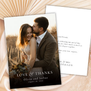 Carte De Remerciements Mariage de typographie élégante d'amour et de reme