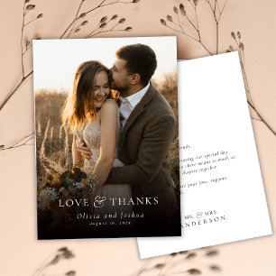 Carte De Remerciements Mariage de typographie élégante d'amour et de reme