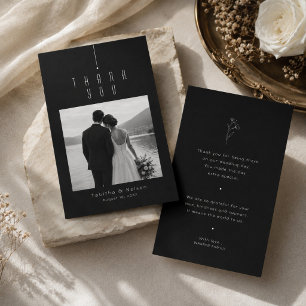Carte De Remerciements Mariage de typographie moderne Photo noir et blanc