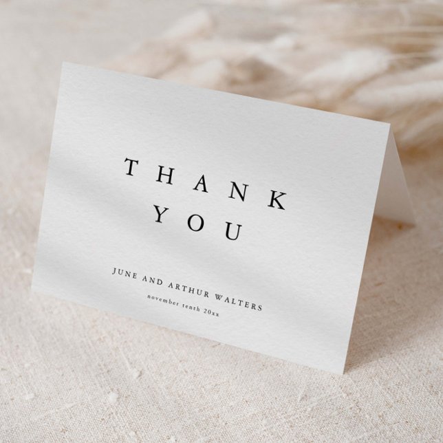 Carte De Remerciements Mariage de typographie simple et élégant (Simple elegant typography wedding thank you cards.)