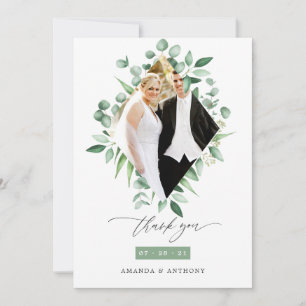 Carte De Remerciements Mariage de verdure de bois d'eucalyptus à l'aquare