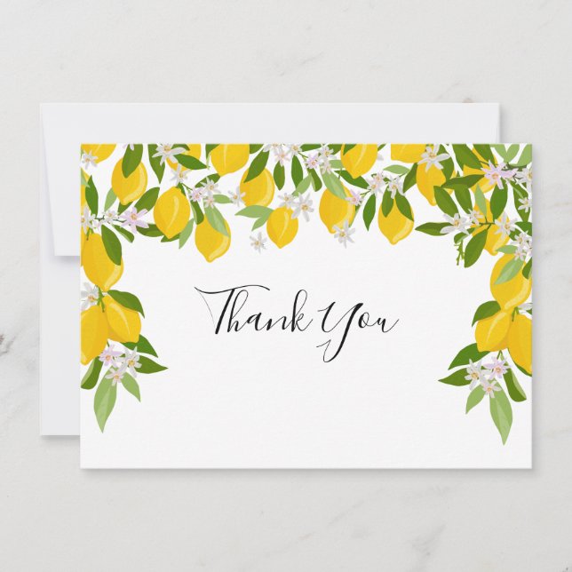 Carte De Remerciements Mariage de verdure de citron en fleurs (Devant)