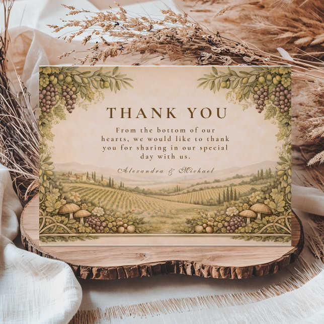 Carte De Remerciements Mariage de vigne de campagne rustique (Créateur téléchargé)