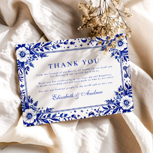 Carte De Remerciements Mariage Delft Blue White Chinoiserie