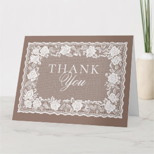Carte De Remerciements Mariage Dentelle Vintage Taupe Vieille Fortune