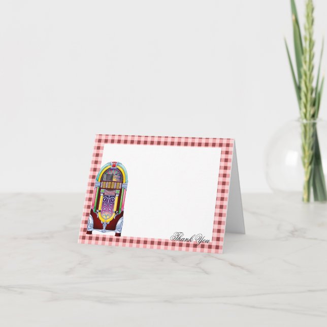 Carte De Remerciements Mariage des années 50 Remerciements avec Jukebox V (Devant)