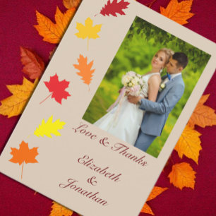 Carte De Remerciements Mariage des feuilles automnales