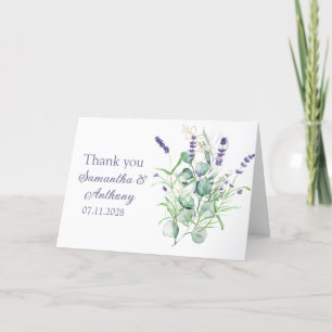 Carte De Remerciements Mariage des herbes d'aquarelle Lavender Eucalyptus