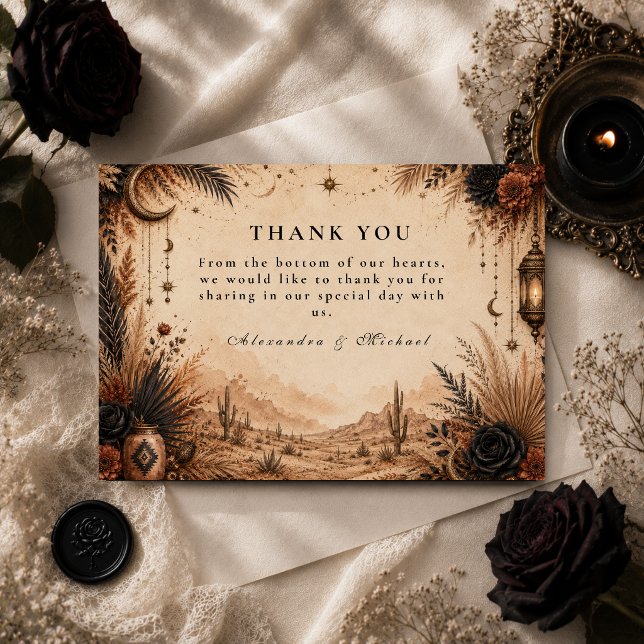 Carte De Remerciements Mariage Désert Boho Goth (Créateur téléchargé)