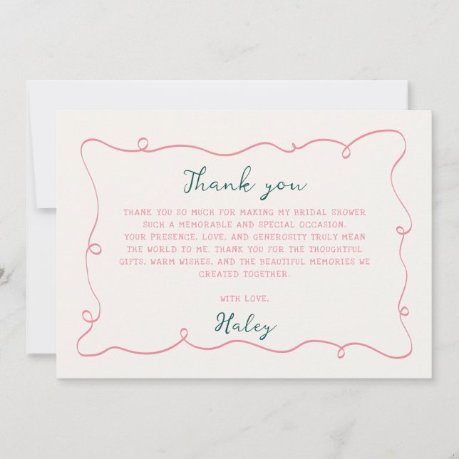 Carte De Remerciements Mariage dessinée à la main  (Devant)