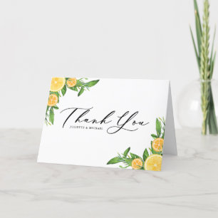 Carte De Remerciements Mariage d'été aux citrons et oranges à l'aquarelle