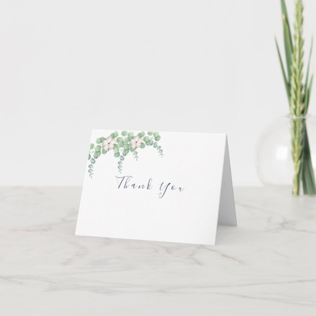 Carte De Remerciements Mariage d'été Eucalyptus de verdure rustique. (Devant)