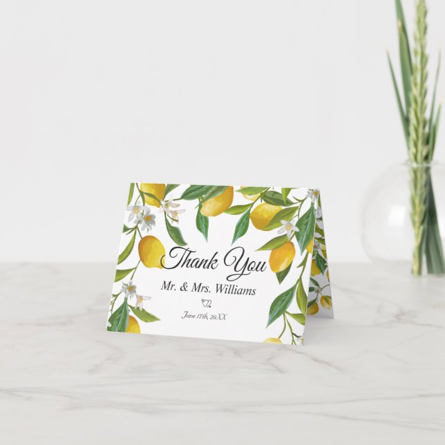Carte De Remerciements Mariage d'été moderne Lemon Boho (Devant)