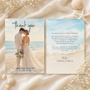 Carte De Remerciements Mariage d'été sur la plage à l'aquarelle de plage