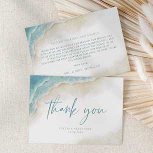 Carte De Remerciements Mariage d'été sur la plage océane à l'aquarelle