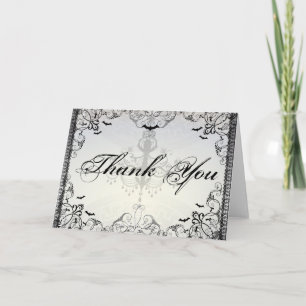 Carte De Remerciements Mariage d'Halloween Chauves-souris gothiques chic