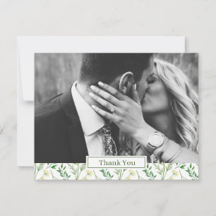 Carte De Remerciements Mariage d'herbe botanique verte de printemps