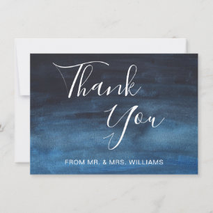 Carte De Remerciements Mariage d'hiver moderne aquarelle bleu marine