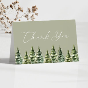 Carte De Remerciements Mariage d'hiver Snowy Pine Tree