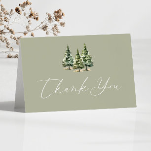 Carte De Remerciements Mariage d'hiver Snowy Pine Tree