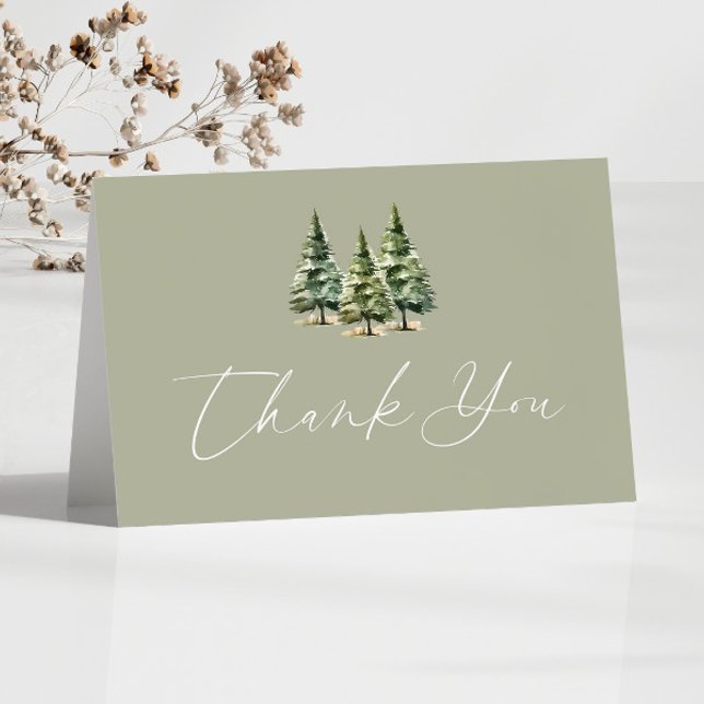 Carte De Remerciements Mariage d'hiver Snowy Pine Tree (Créateur téléchargé)