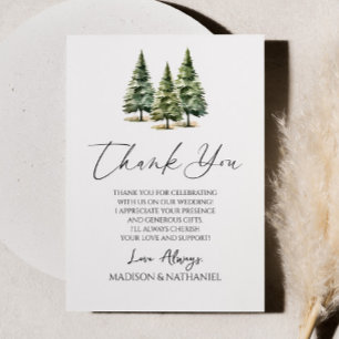 Carte De Remerciements Mariage d'hiver Snowy Pine Tree