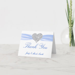 Carte de remerciements Mariage Diamond Heart Blue