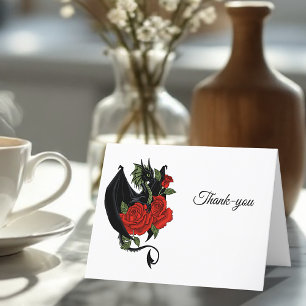 Carte De Remerciements Mariage d'Imaginaire Black Dragon Red Roses
