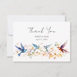 Carte De Remerciements Mariage d'oiseaux de source photo personnalisé