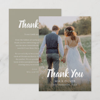 Carte de remerciements Mariage double face avec ph