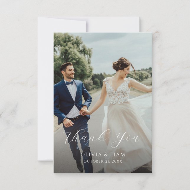 Carte de remerciements Mariage double face avec ph (Devant)