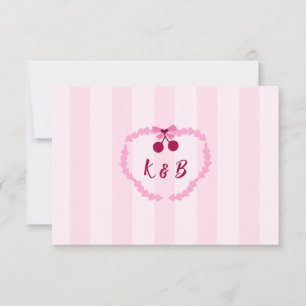Carte De Remerciements Mariage Douce Cerise Monogramme Fête de Mariée