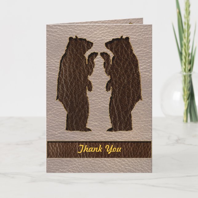 Carte De Remerciements Mariage Doux Cuir Aspect (Devant)