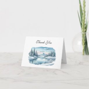 Carte De Remerciements Mariage du lac Snowy Mountain Winter Lake