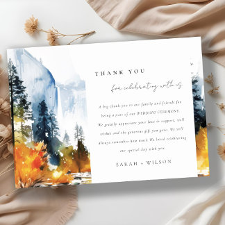 Carte De Remerciements Mariage du paysage hivernal de la rivière Mountain