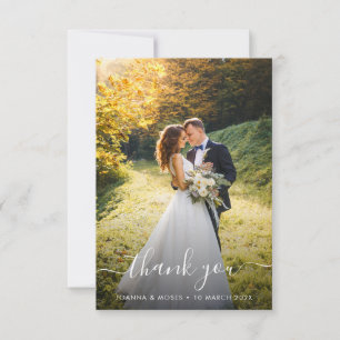 Carte De Remerciements Mariage écriture blanche