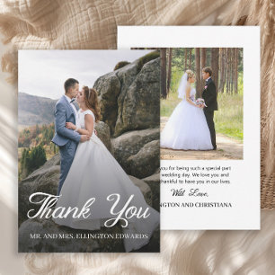 Carte De Remerciements Mariage Écriture Élégante Remerciements 2 Photo