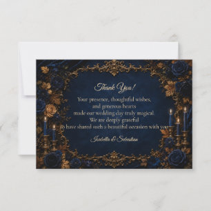 Carte De Remerciements Mariage Élégance Automne Minuit Enchanté