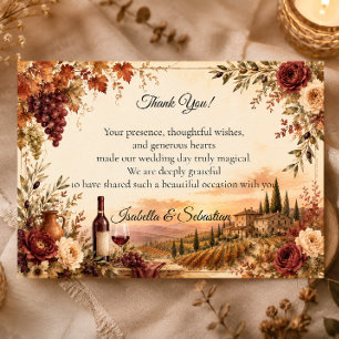 Carte De Remerciements Mariage Élégance de Vendange Automnale en Vignoble