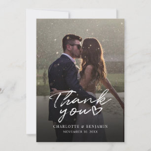 Carte De Remerciements Mariage Élégant 1 Photo