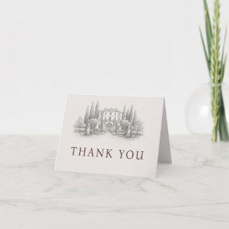 Carte De Remerciements Mariage élégant à la villa italienne
