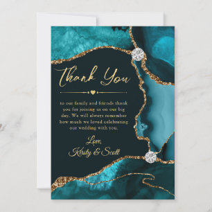 Carte De Remerciements Mariage élégant à l'agate fausse scintillante sarc