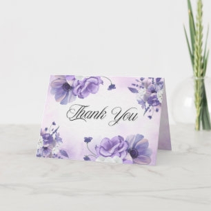 Carte De Remerciements Mariage élégant aquarelle violette