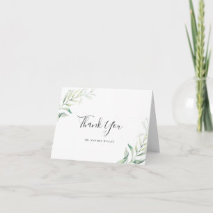 Carte De Remerciements Mariage élégant au vert de sauge et à l'eucalyptus