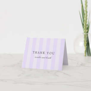 Carte De Remerciements Mariage élégant aux rayures violettes modernes