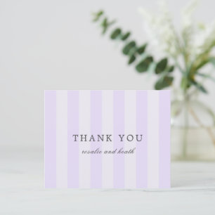 Carte De Remerciements Mariage élégant aux rayures violettes modernes