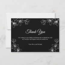 Mariage Élégant avec Dessin Floral en Ligne Noire