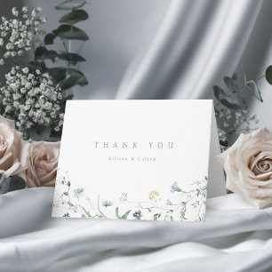Carte De Remerciements Mariage élégant Bohème rustique à fleurs sauvages 