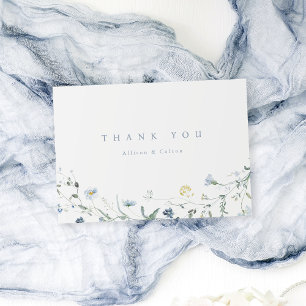 Carte De Remerciements Mariage élégant Bohème rustique avec fleur sauvage