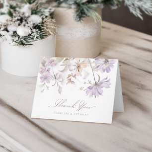 Carte De Remerciements Mariage Élégant Botanique Floral Bohème Violet